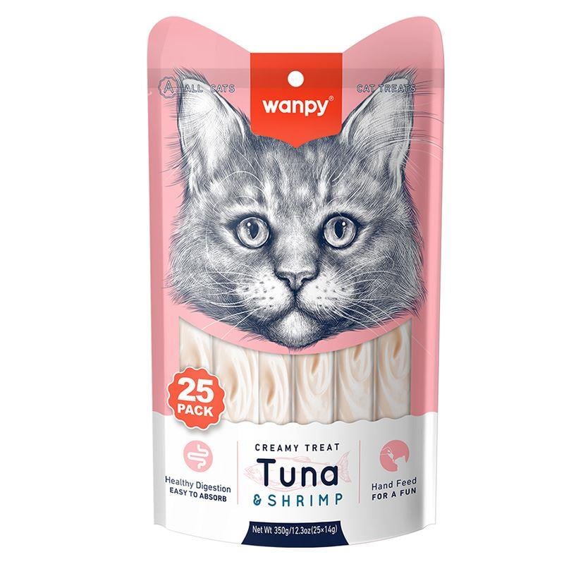 Wanpy Creamy Ton Balıklı ve Karidesli Krema Kedi Ödülü 25 Adet (14 gr)