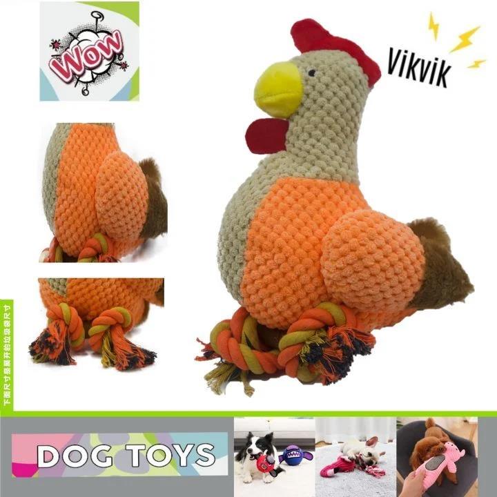 Wow Sevimli Hayvanlar Diş İpli Ve Sesli Tavuk Köpek Oyuncağı 40 cm