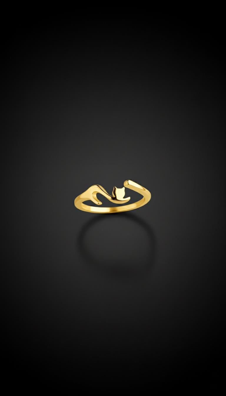 Ayarlı Kedi Yüzük (Gold)