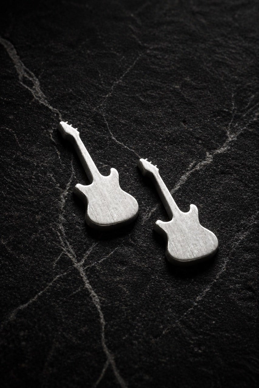 Mini Gitar Gümüş Küpe