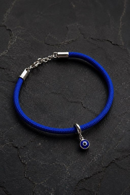 Cam Nazar Boncuklu Charm Gümüş Bileklik