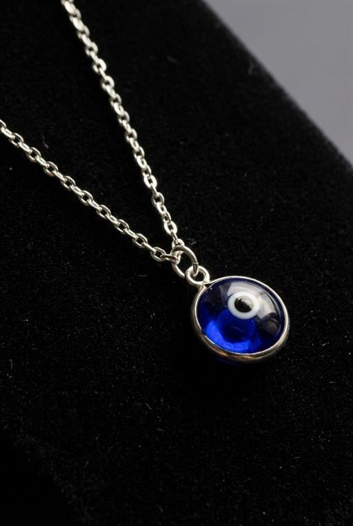 Cam Nazar Boncuklu Gümüş Kolye