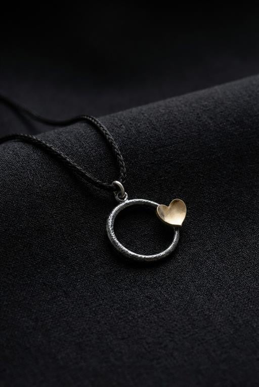 Çember Kalp Gümüş Kolye Ucu