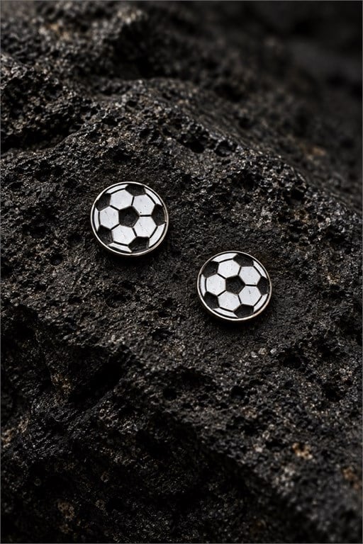 Futbol Topu Gümüş Küpe