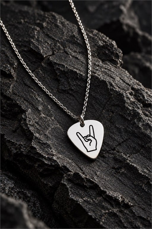Gitar Pena Gümüş Kolye