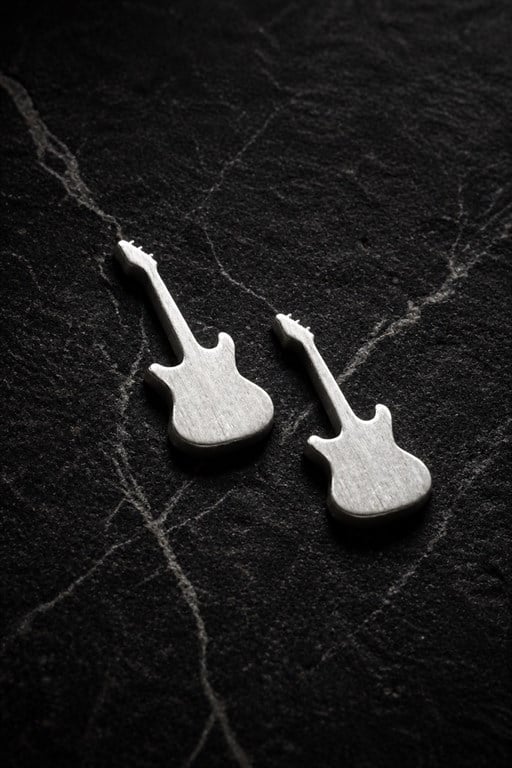 Mini Gitar Gümüş Küpe