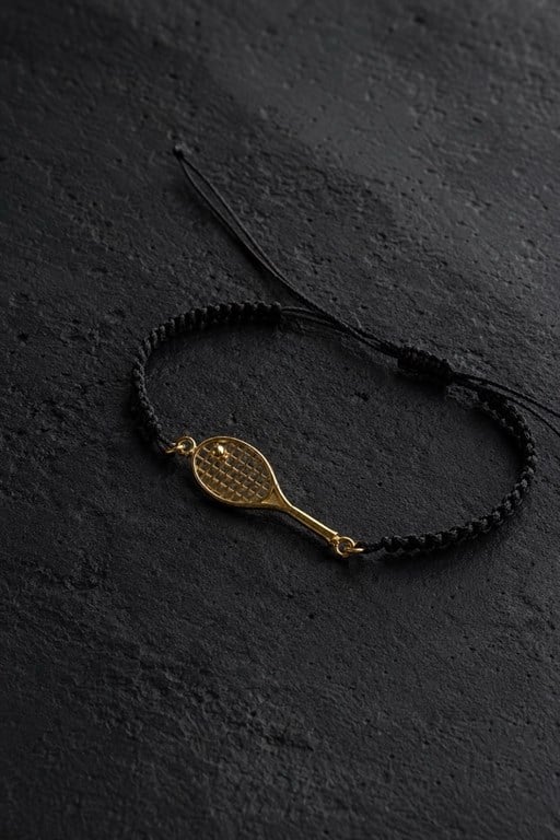 Tenis Raketi Gümüş Bileklik (Gold)