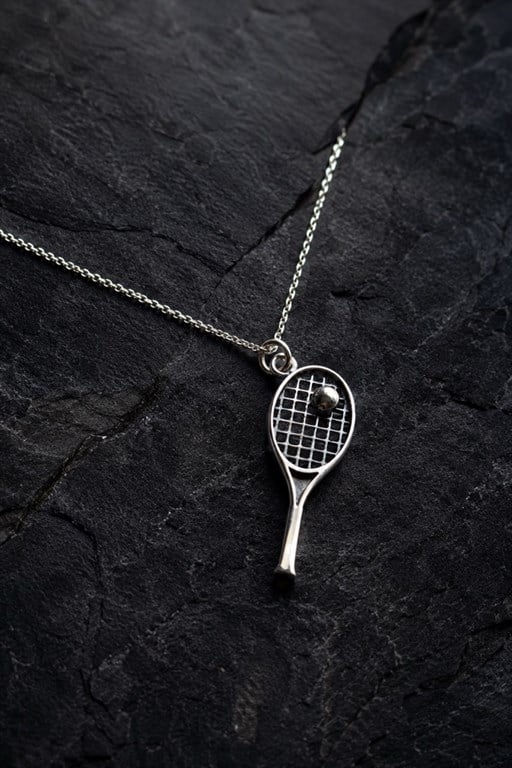 Tenis Raketi Gümüş Kolye