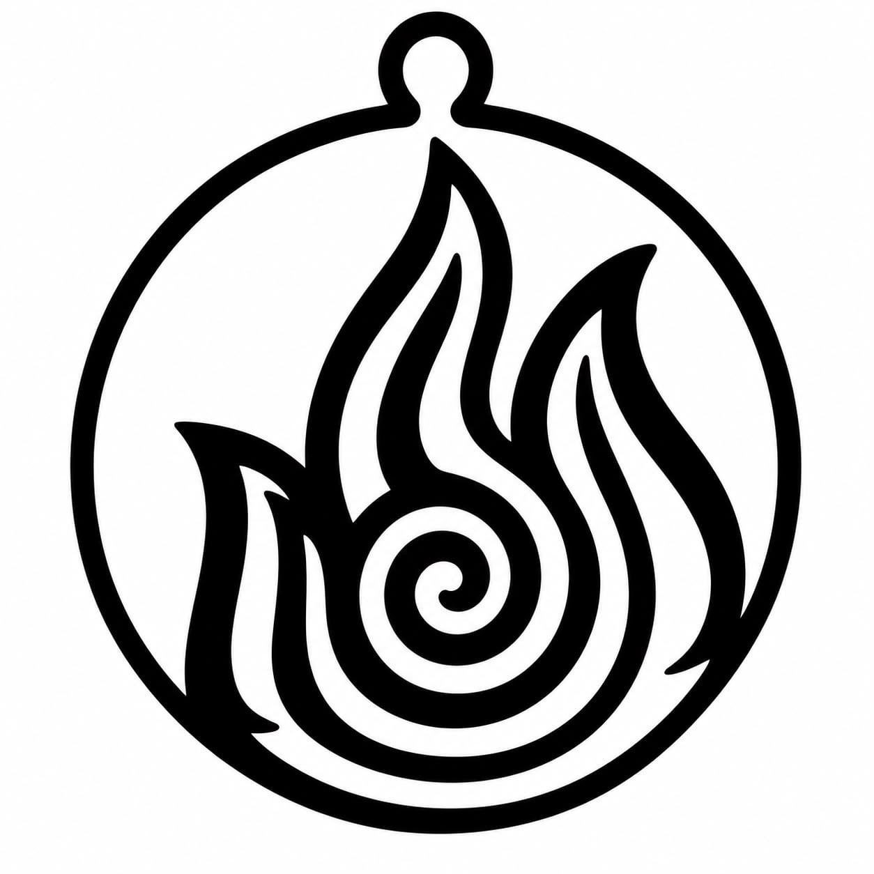 Alev ve spiral desenli çizim
