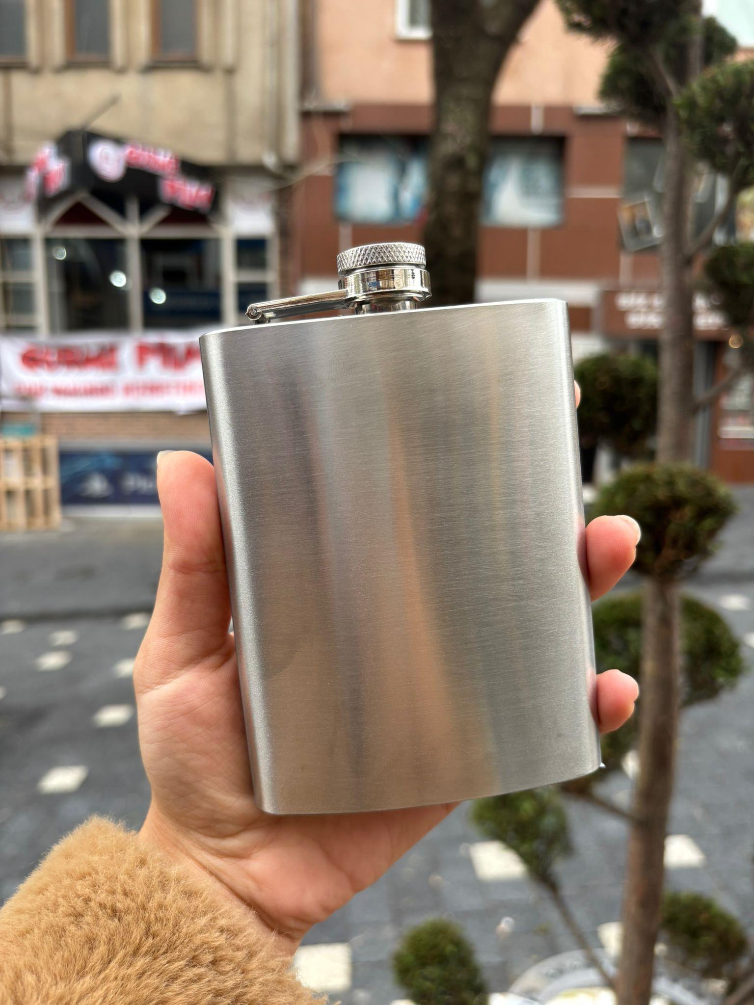 Gri Alkol Matarası 8 Oz