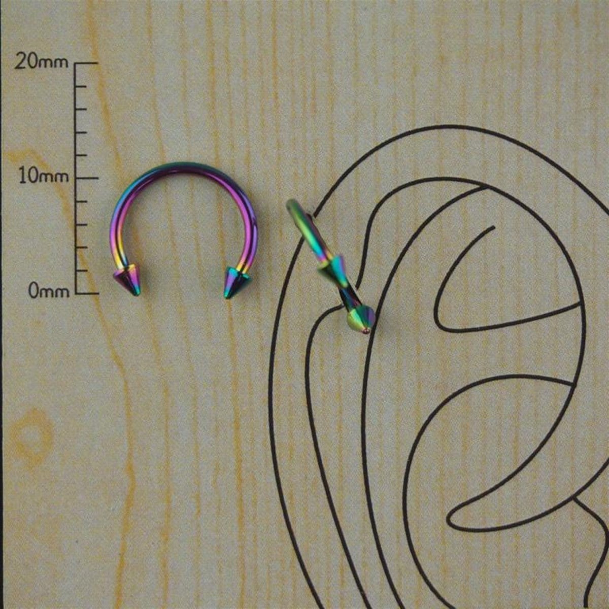 10mm Renkli Spayk Çelik Halka Piercing