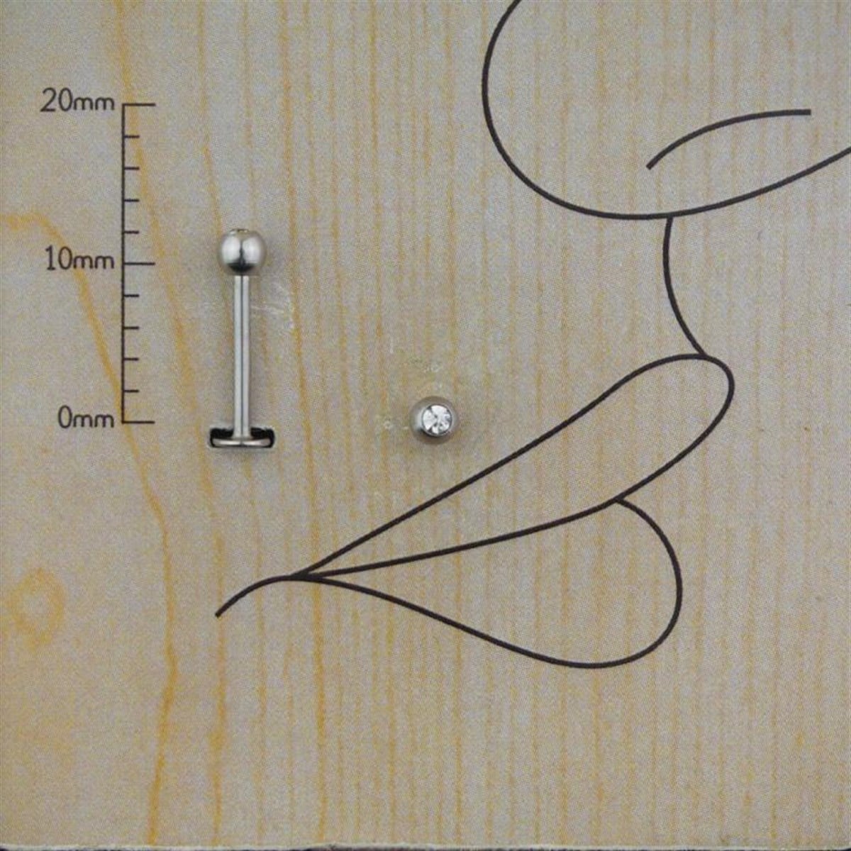 10mm Tek Taşlı Çelik Dudak Piercing