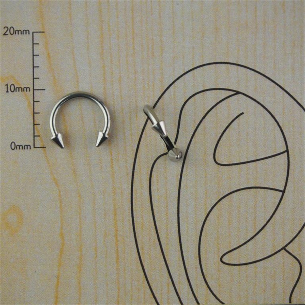 8mm Gri Spayk Çelik Halka Piercing