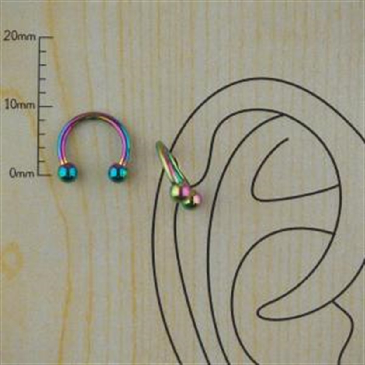 8mm Renkli Çelik Halka Piercing