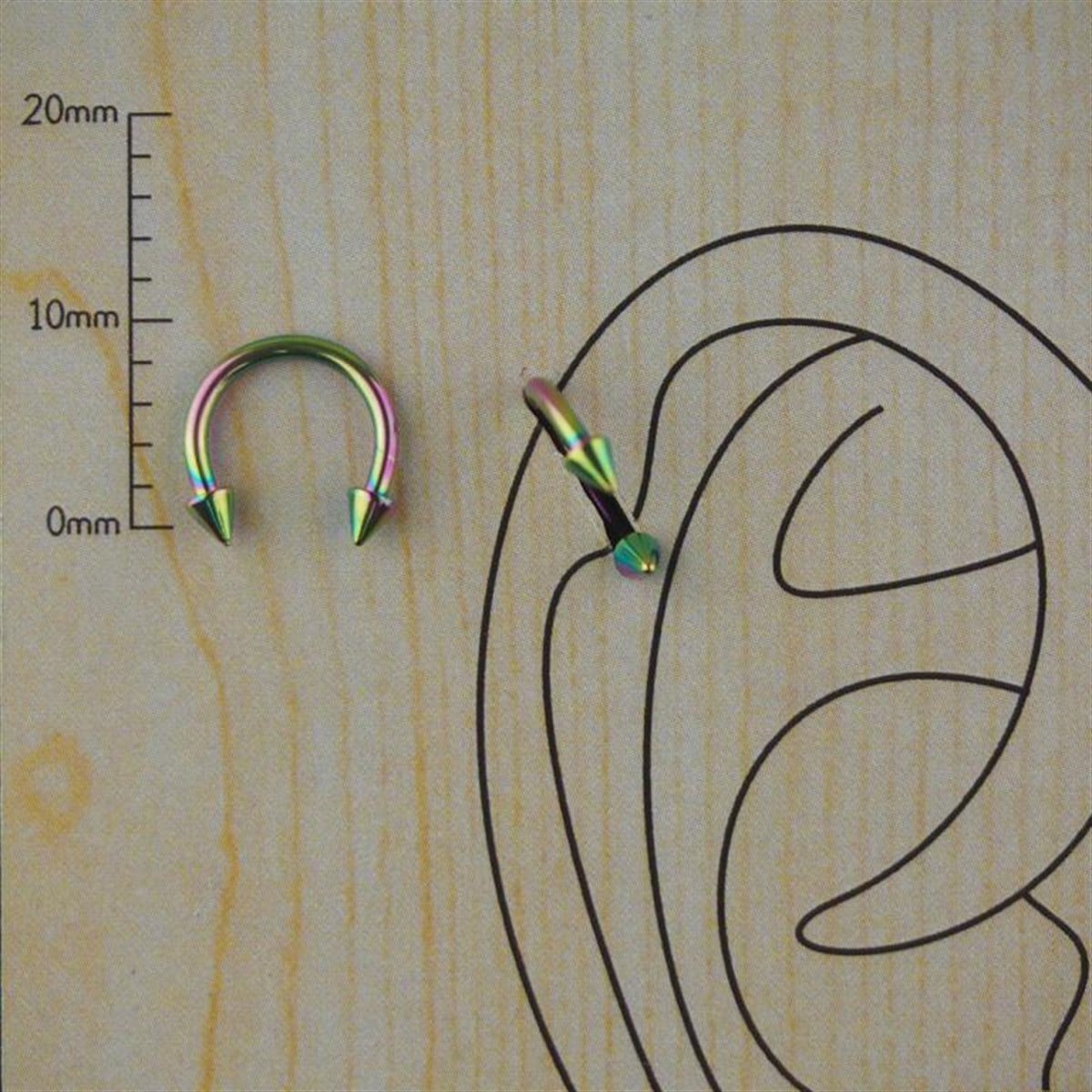8mm Renkli Spayk Çelik Halka Piercing