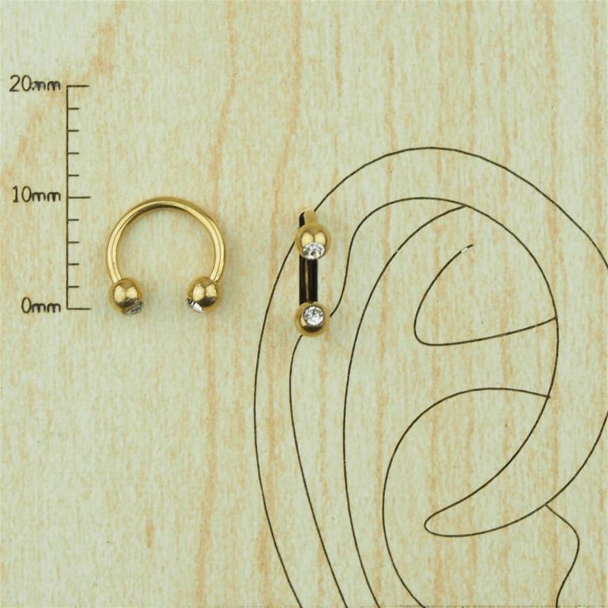 8mm Tek Taşlı Çelik Halka Piercing