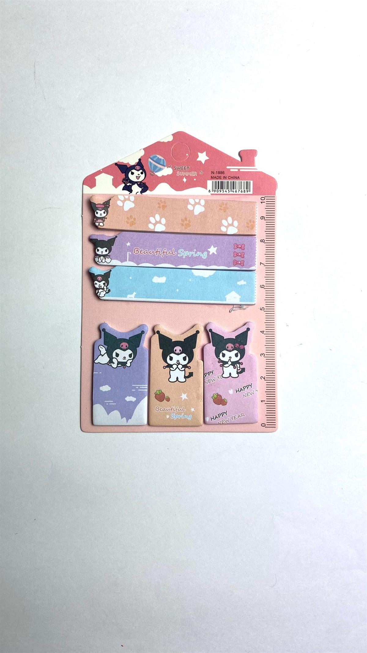 Anime Kuromi Pembe Cetvelli Postit Seti