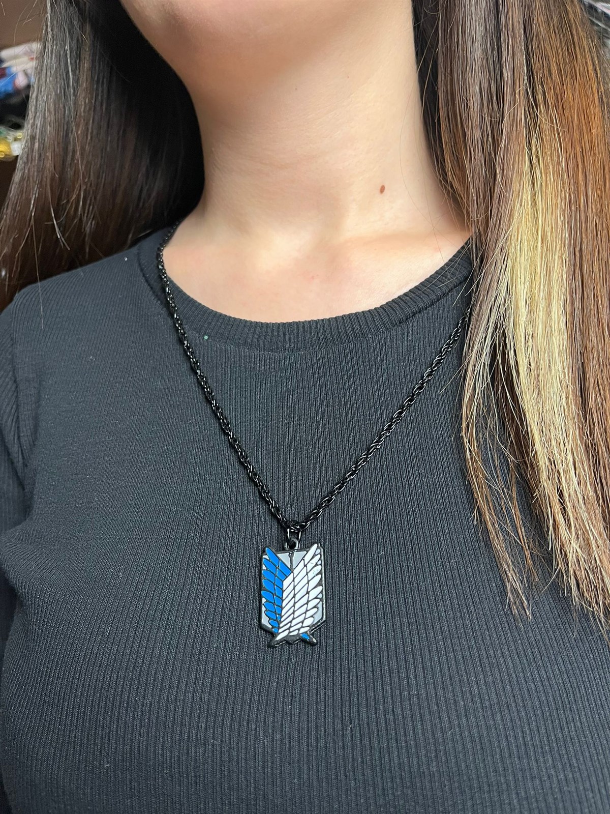 Attack on Titan Siyah Zincir Unisex Kolye