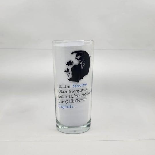 Bizim Maviye Olan Sevgimiz Baskılı Ve Atatürk Detaylı Rakı Bardağı
