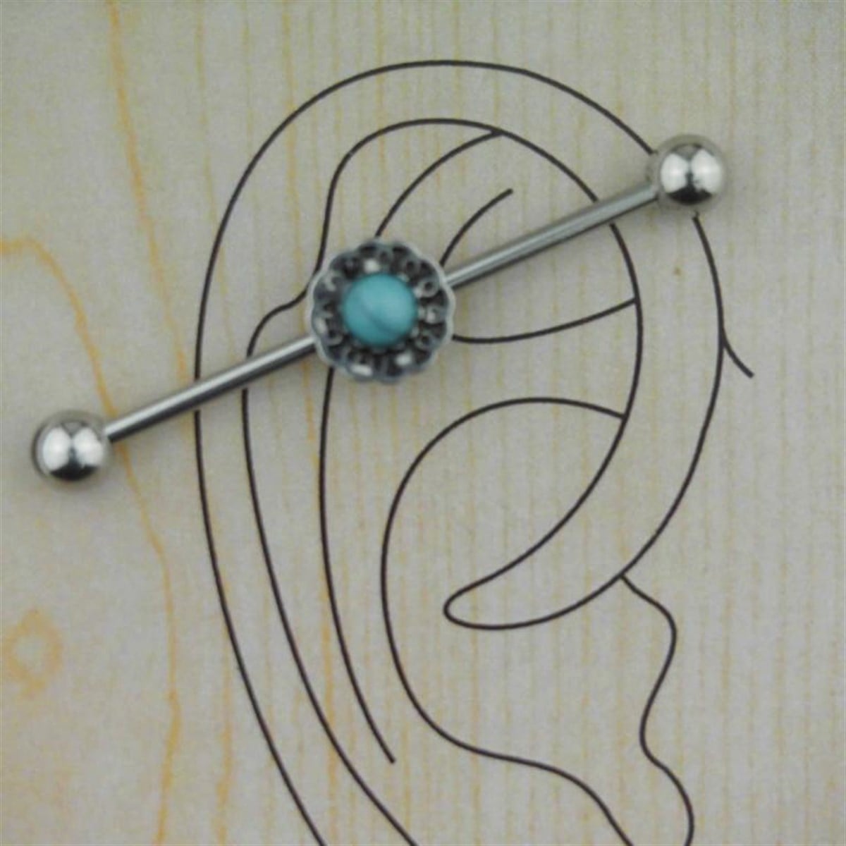 Çiçek Turkuaz Çelik Köprü Piercing