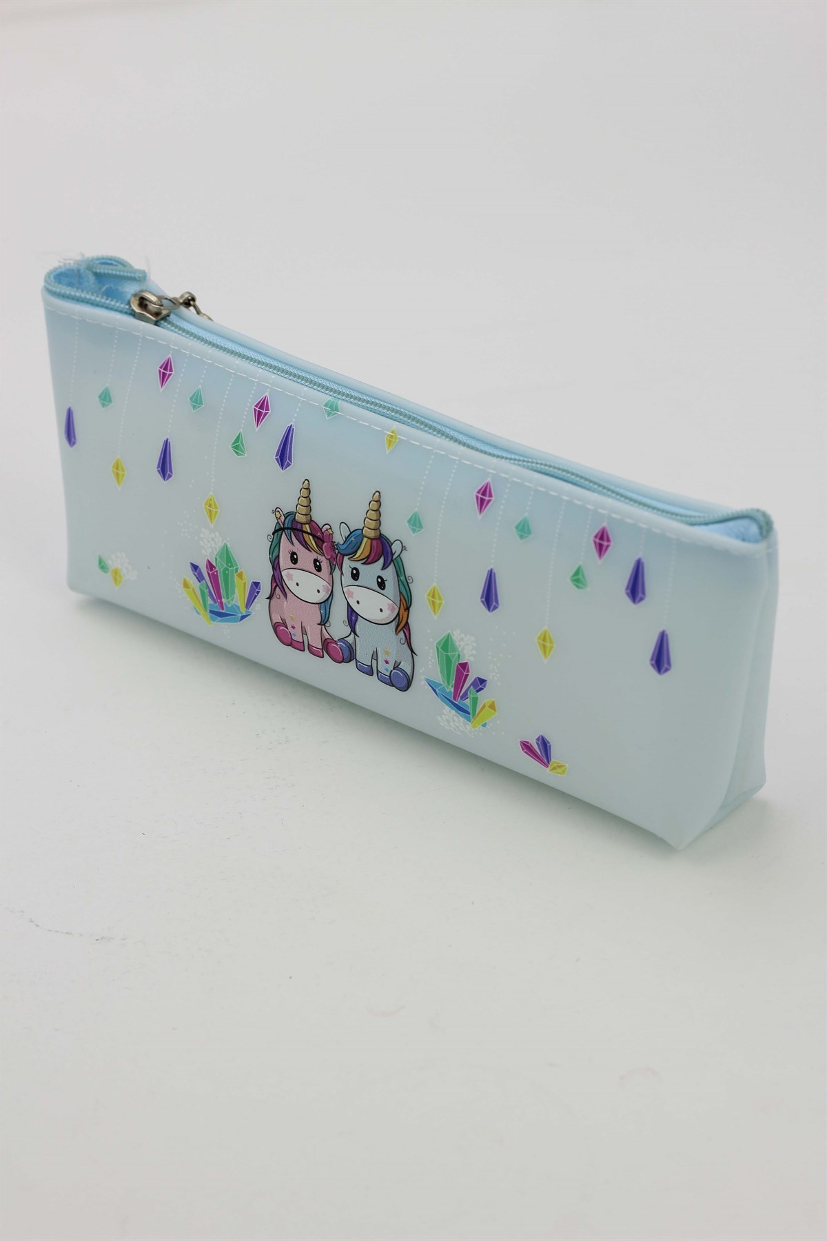 Çift Unicorn Mavi Silikon Kalem Kutu