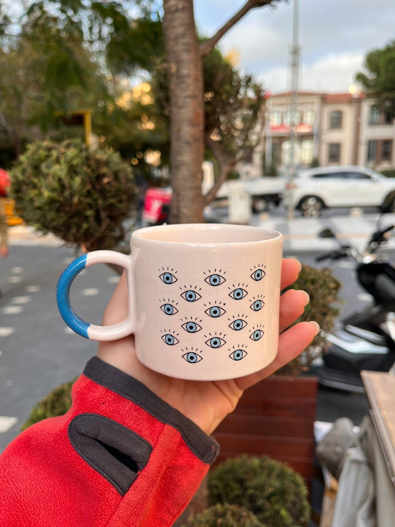 Çok Gözlü D Kulplu Kupa - 200 ml Şirin Seramik Kupa
