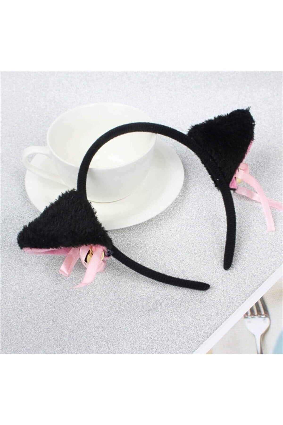 Cosplay Anime Siyah Renk Kedi Kulaklı Peluş Taç