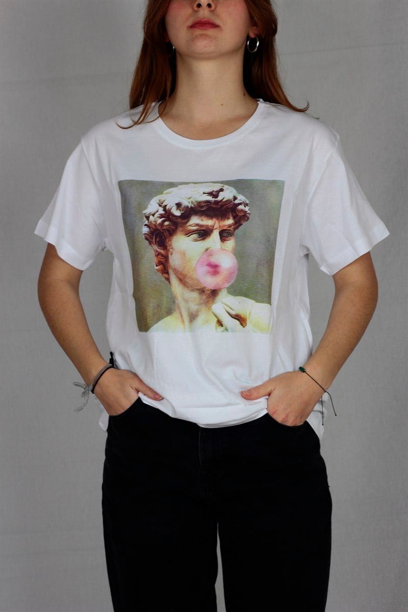 David Bubble Beyaz Tişört