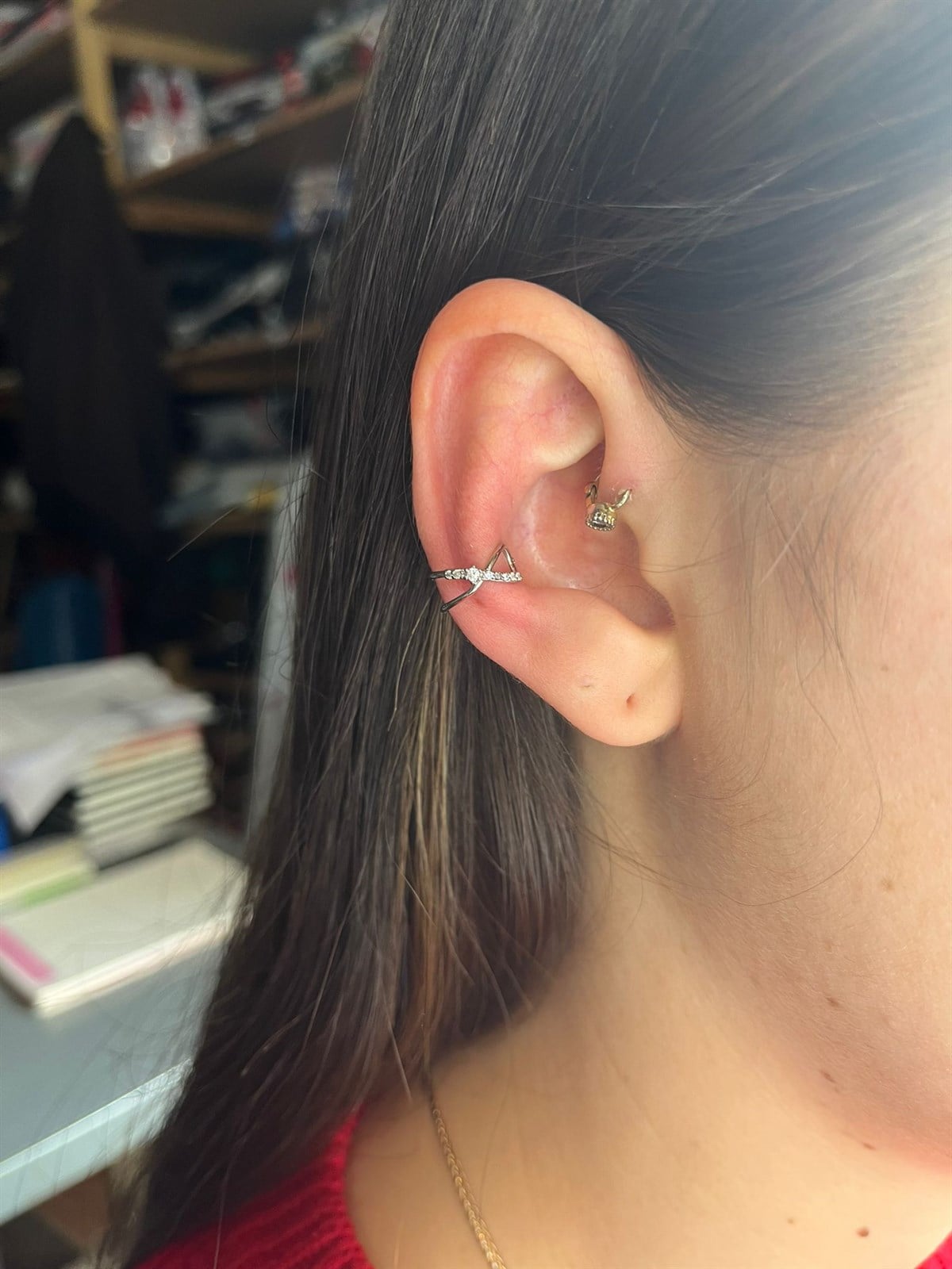 Detaylı Gri Renk Earcuff