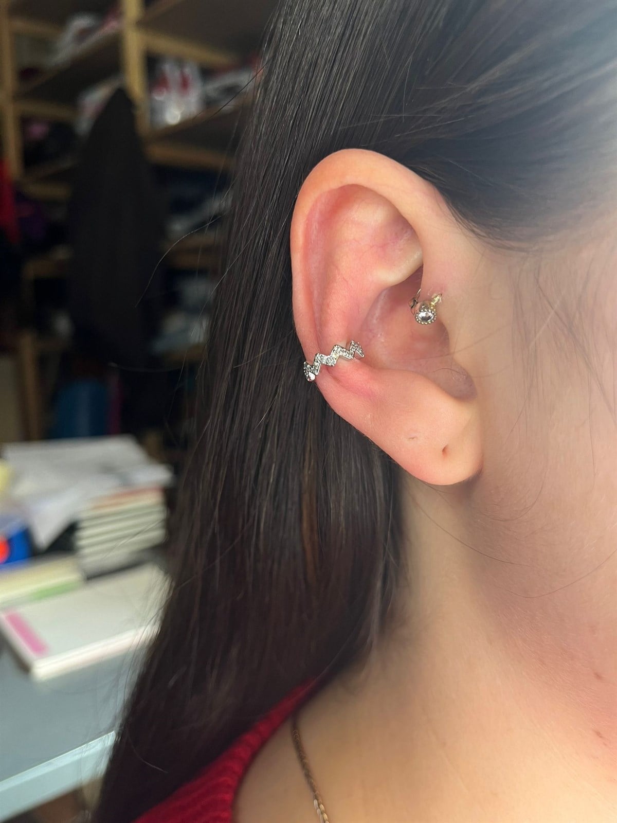 Detaylı Gri Renk Earcuff