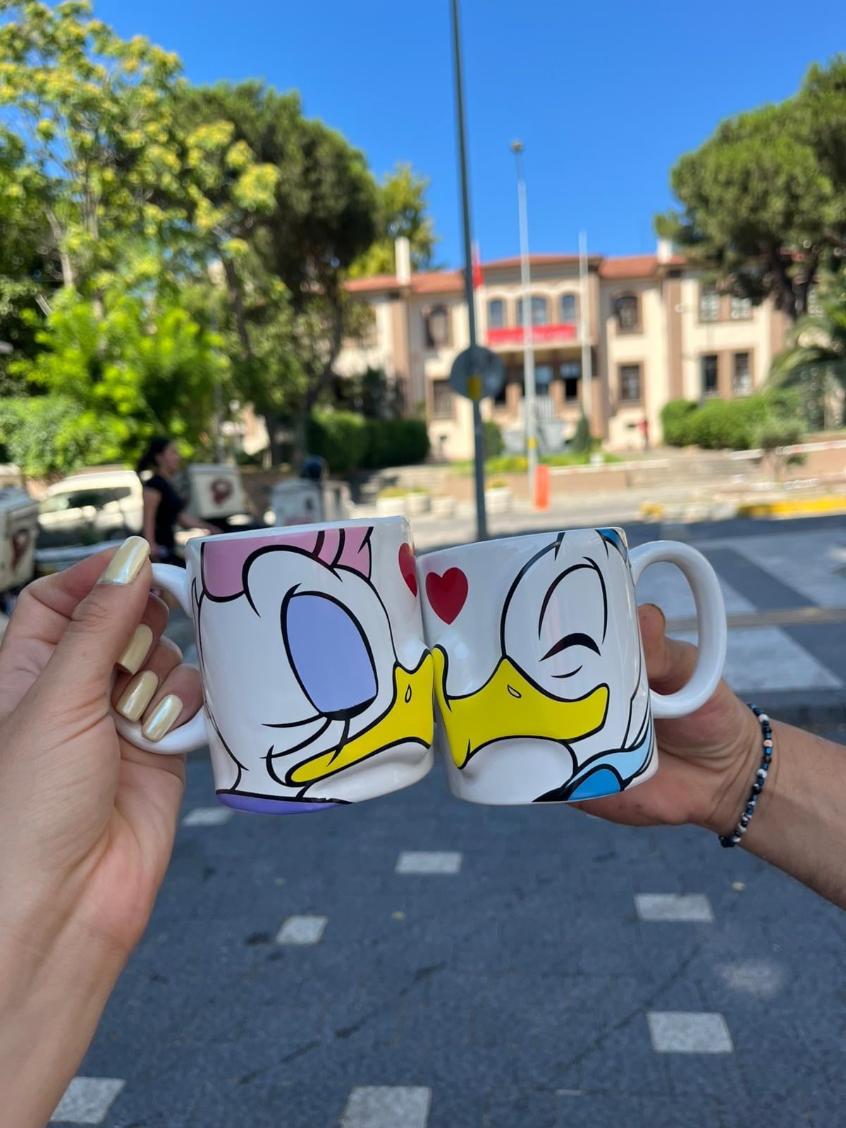 Donald Ve Daisy Duck 2 Li Öpüşen Çift Kupa