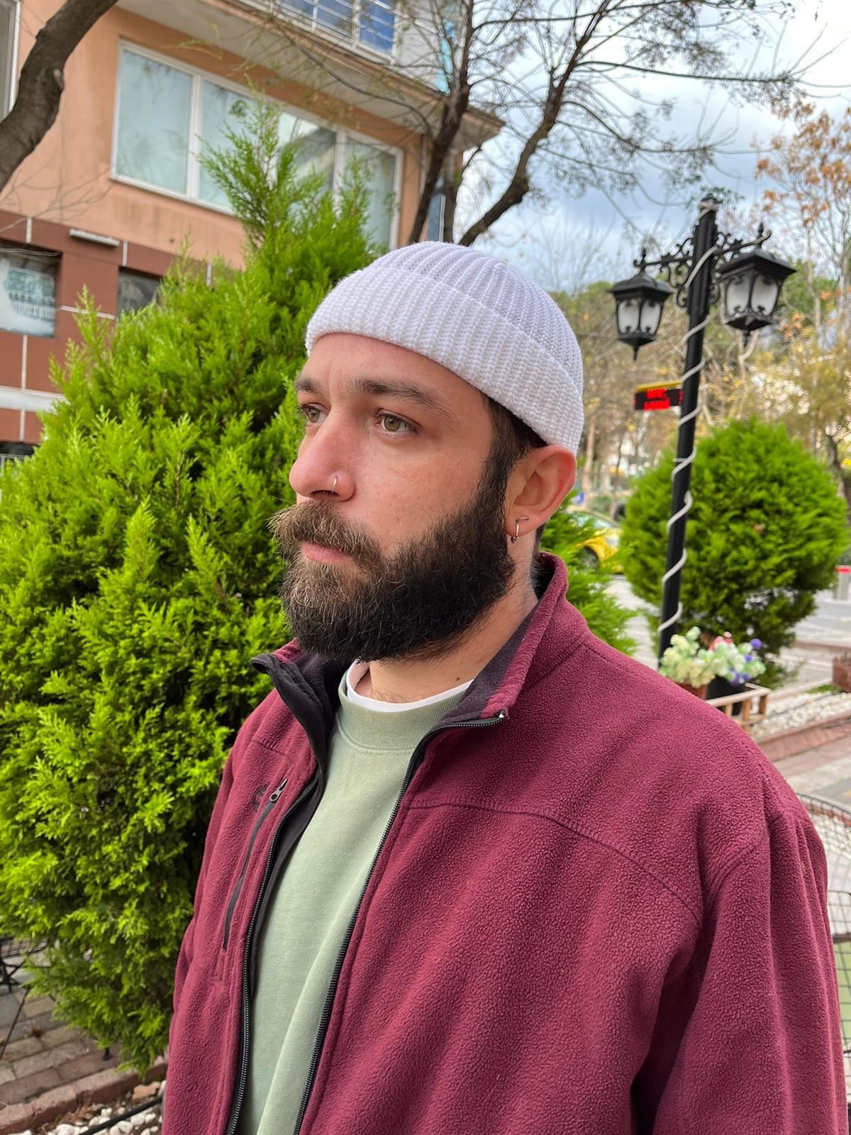 Fisherman Balıkçı Kısa Takke Bere Beyaz Örgülü Model Bere