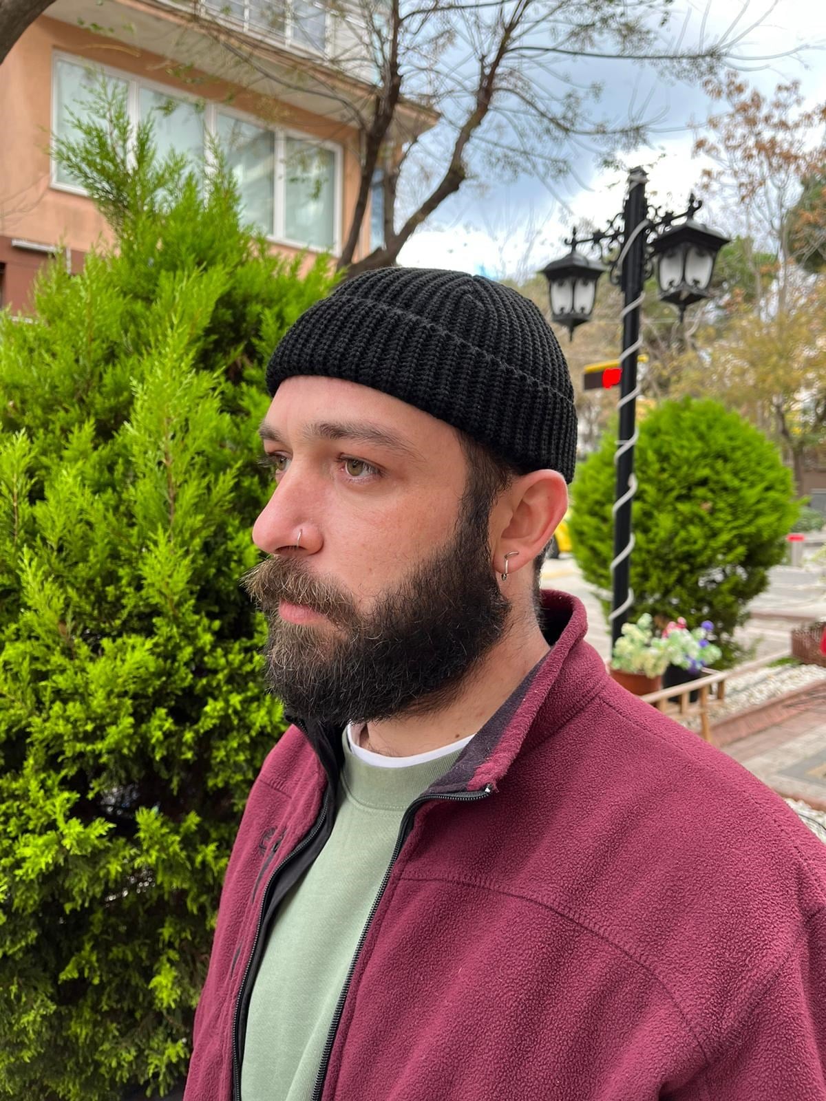 Fisherman Balıkçı Kısa Takke Bere Siyah Örgülü Model Bere
