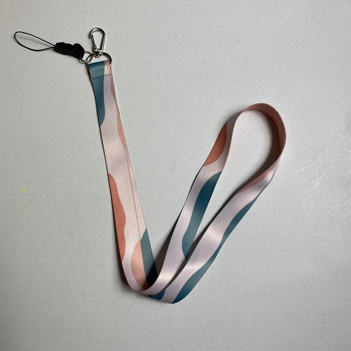 Geometrik Pastel Renkli Boyun İpi ve Telefon Askısı