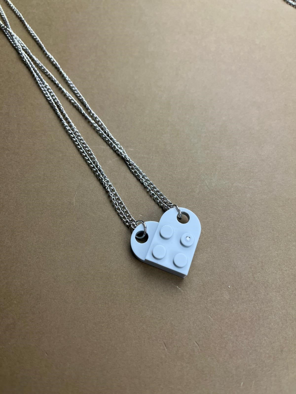 Gri Lego Çift Kolye