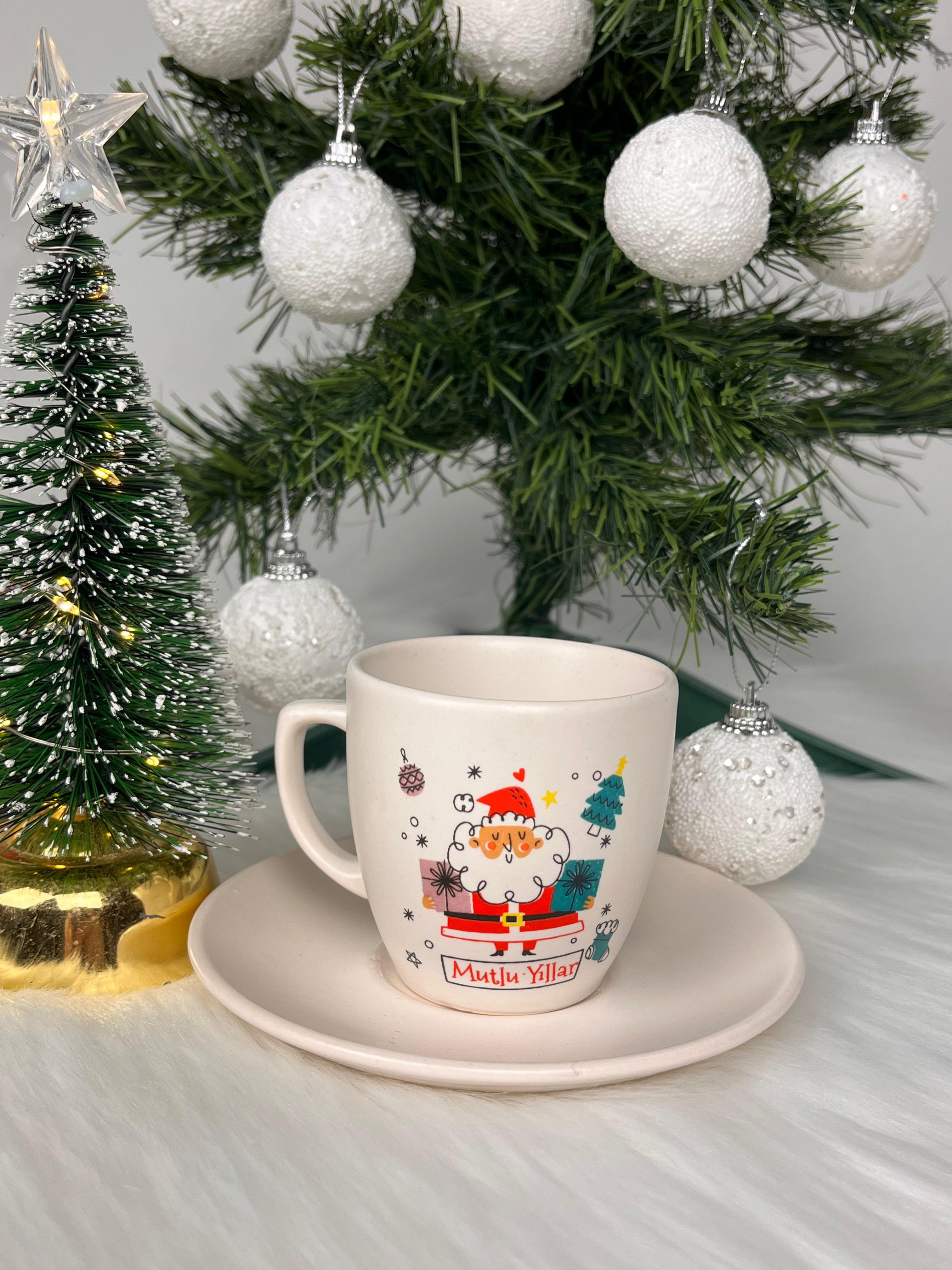 Happy New Year Noel Baba Yılbaşı Türk Kahvesi Fincanı