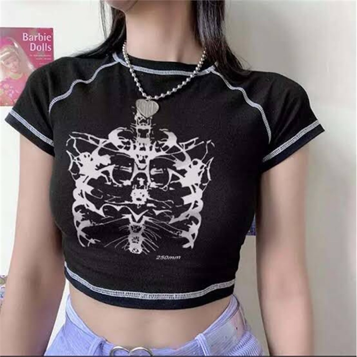 Harajuku Fashion Agnong Resuct Yarım Kadın T-shirt