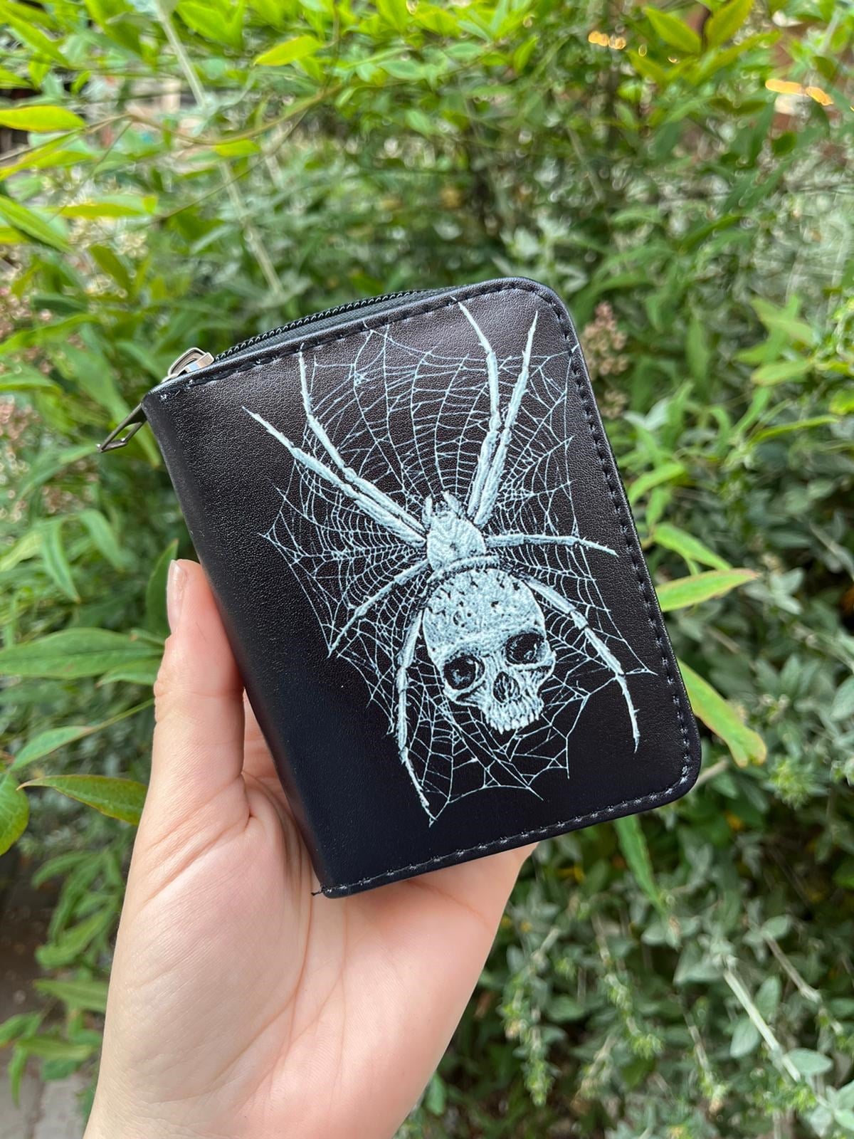 Harajuku Spider Skull Kısa Cüzdan