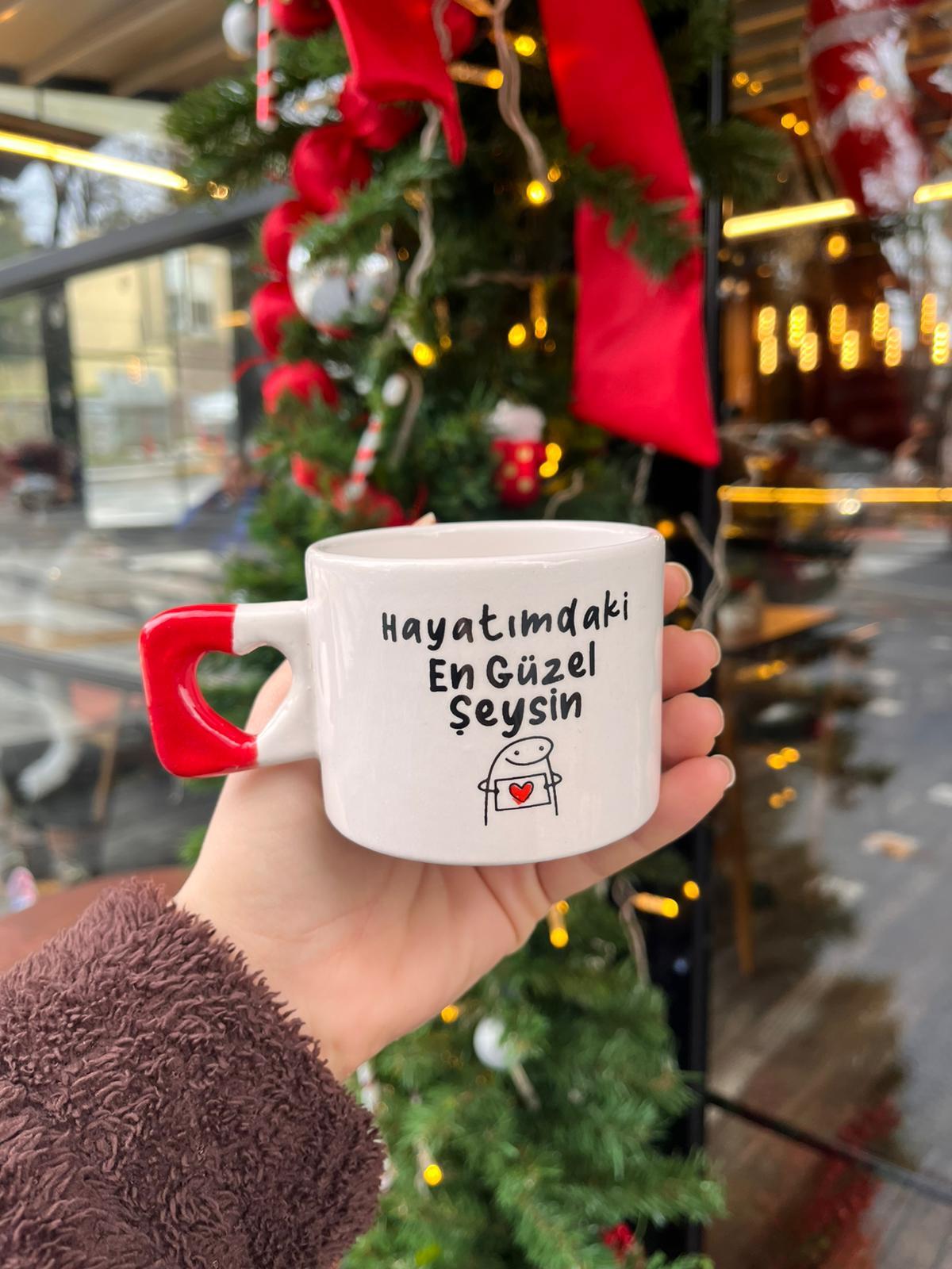 Hayatımdaki En Güzel Şeysin Kalp Kulplu Kupa