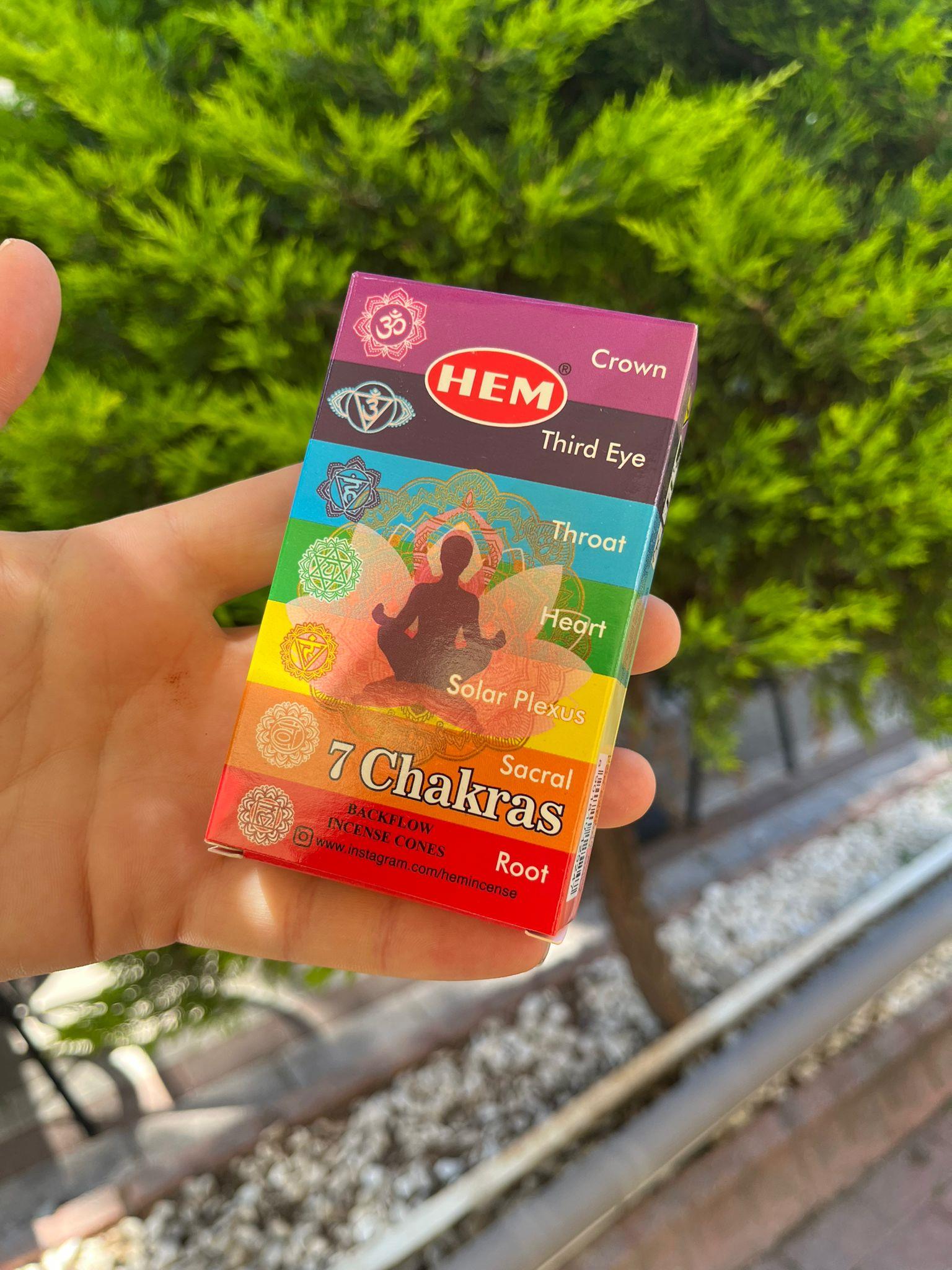 HEM 7 Chakras Geri Akış Şelale Koni Tütsü - 10 Adet