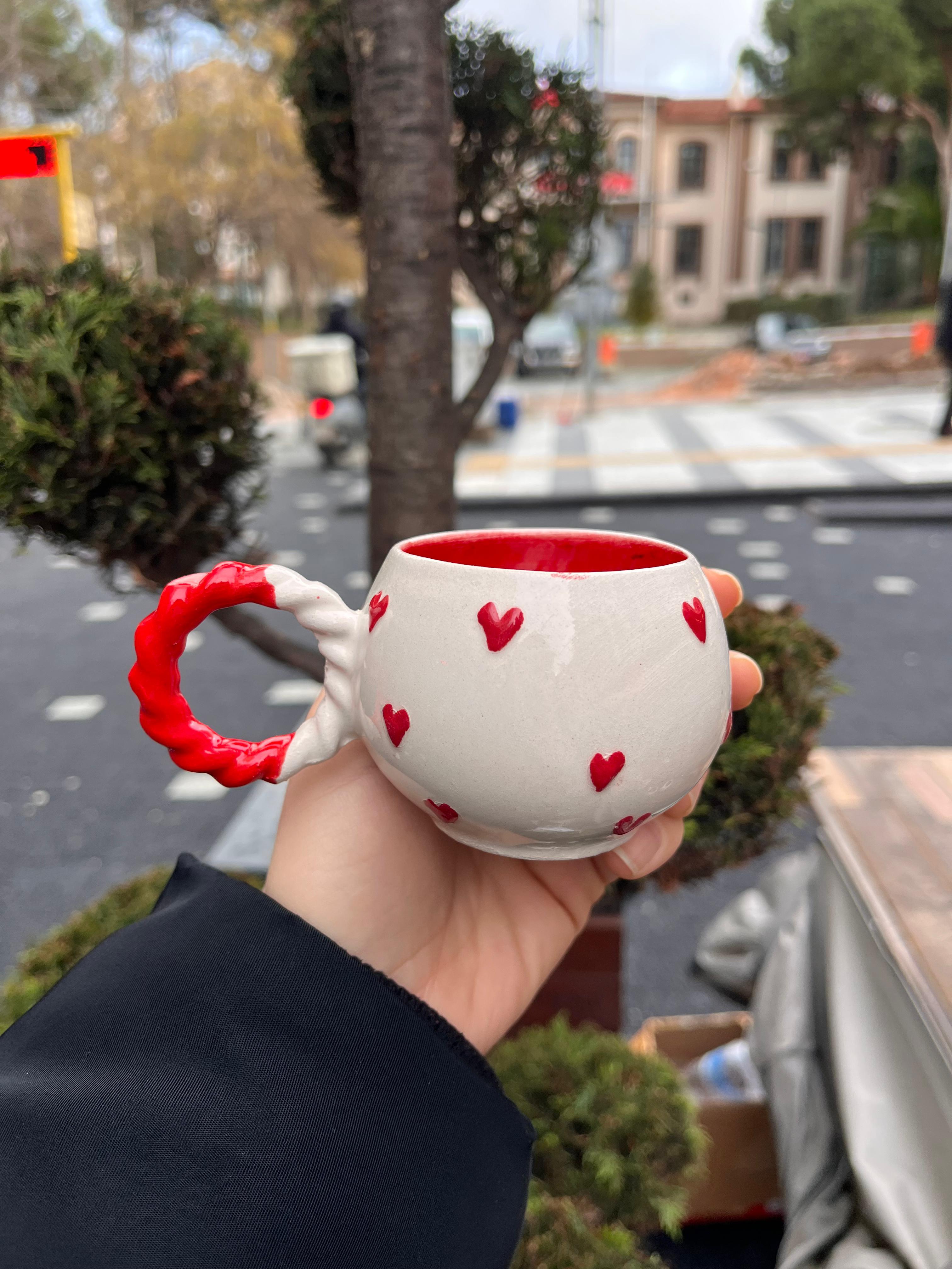 Kalp Kabartmalı Pinterest Baloncuk Kupa