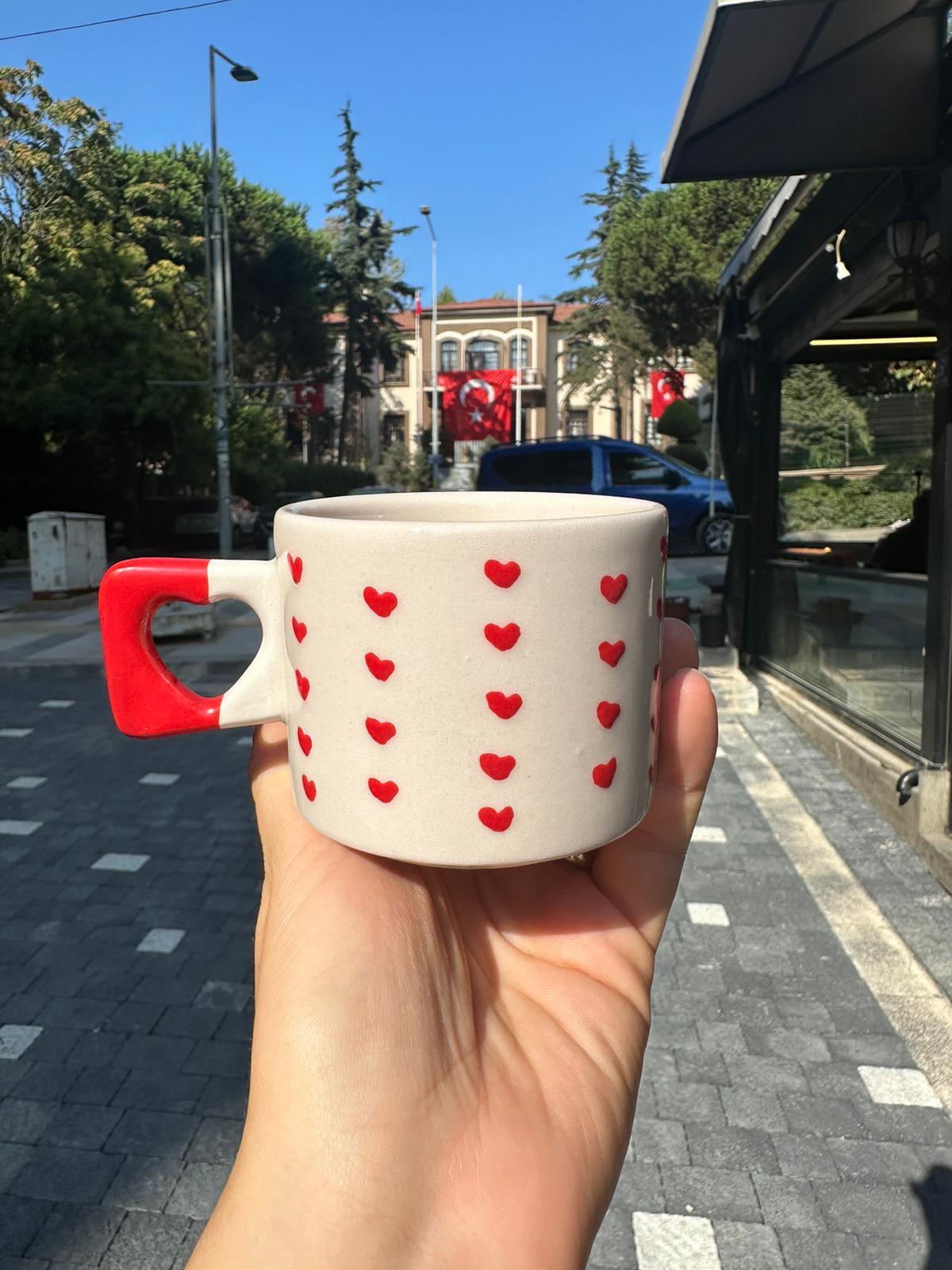 Kalp Kabartmalı Pinterest Kalp Kulplu Kupa
