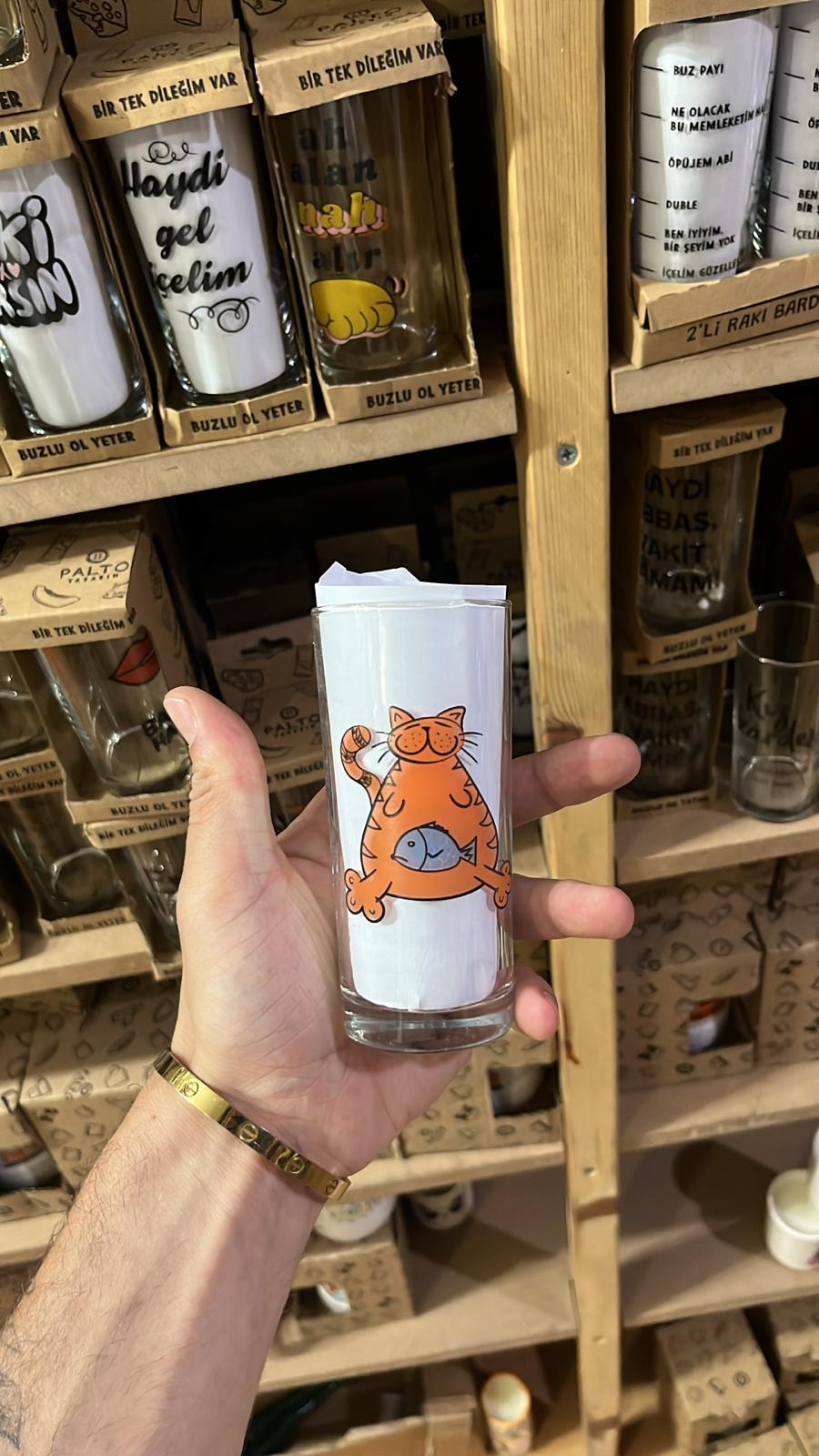Kediiğ Kedi Rakı Bardağı