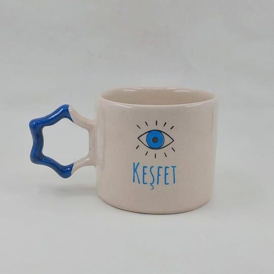 Keşfet Göz - Mavi Renk Yıldız Kulplu Kupa