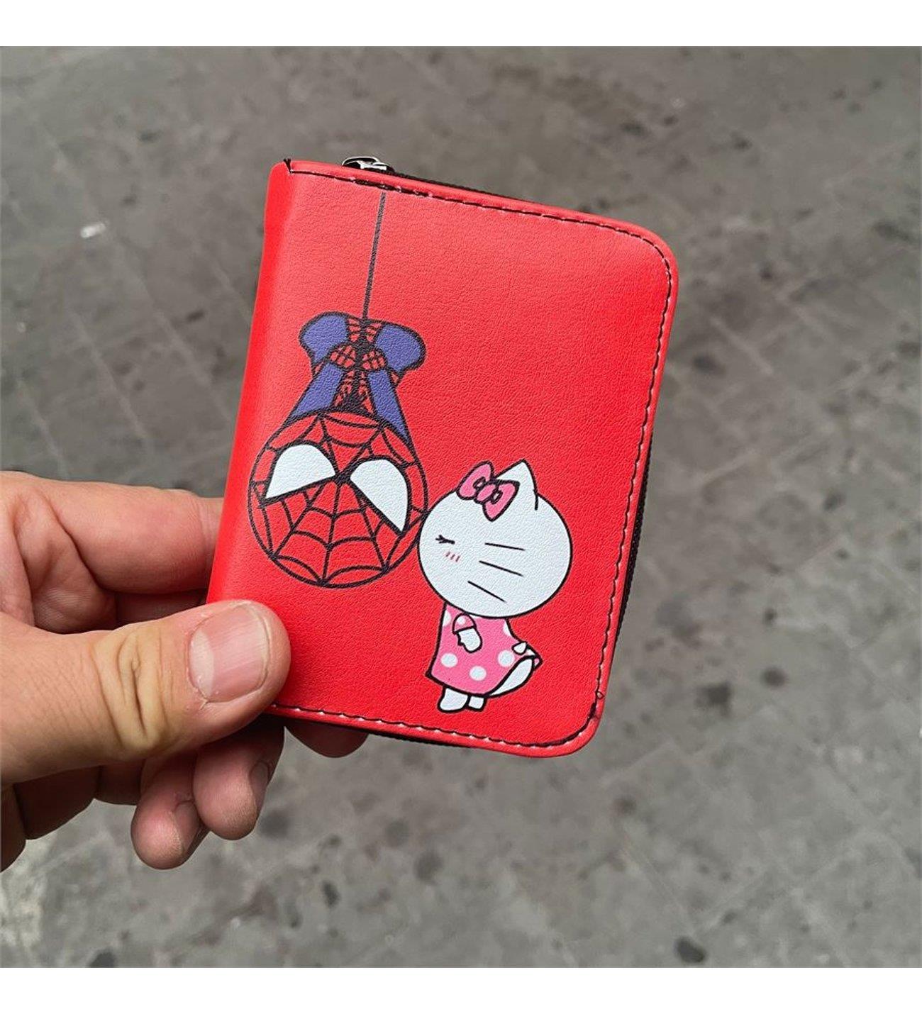 Kırmızı Hello Kitty Ve Spider-Man Kiss Kısa Cüzdan