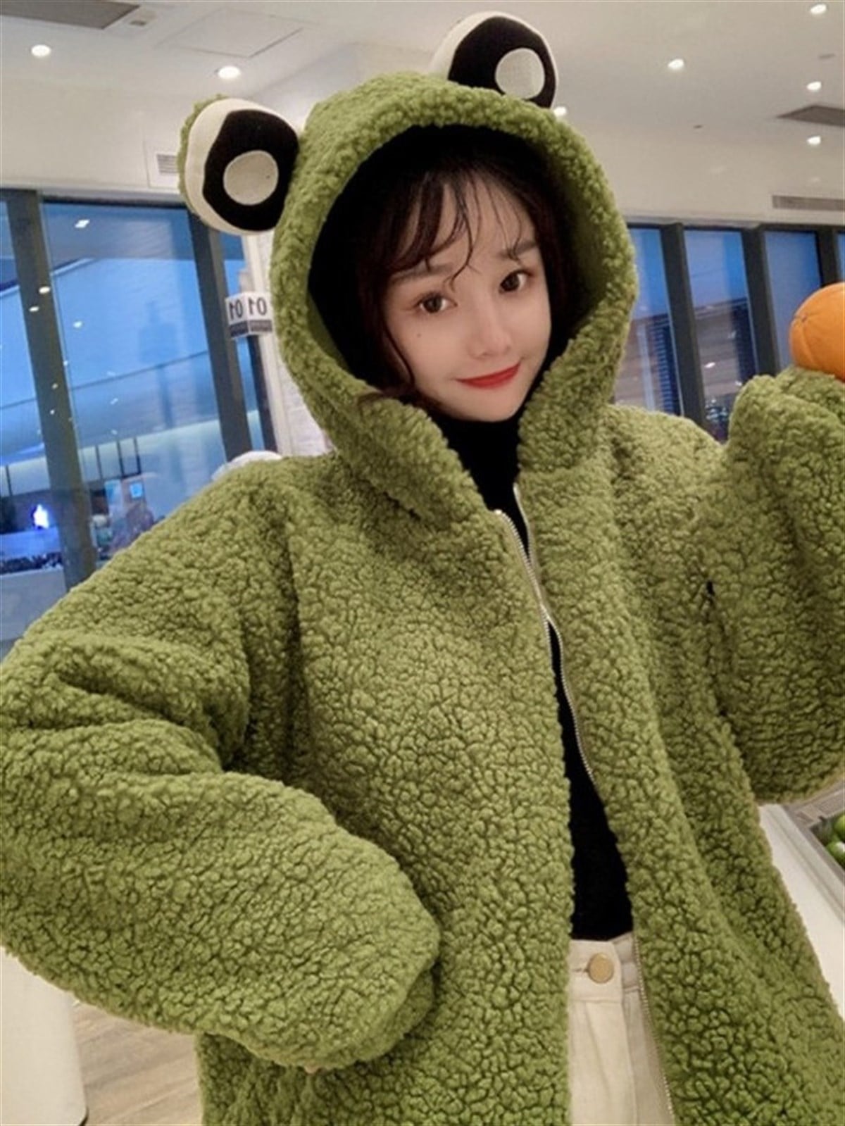 Kurbağa Peluş Oversize Hırka