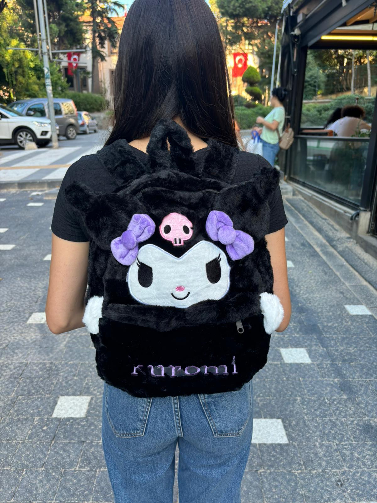 Kuromi Siyah Peluş Sırt Çantası