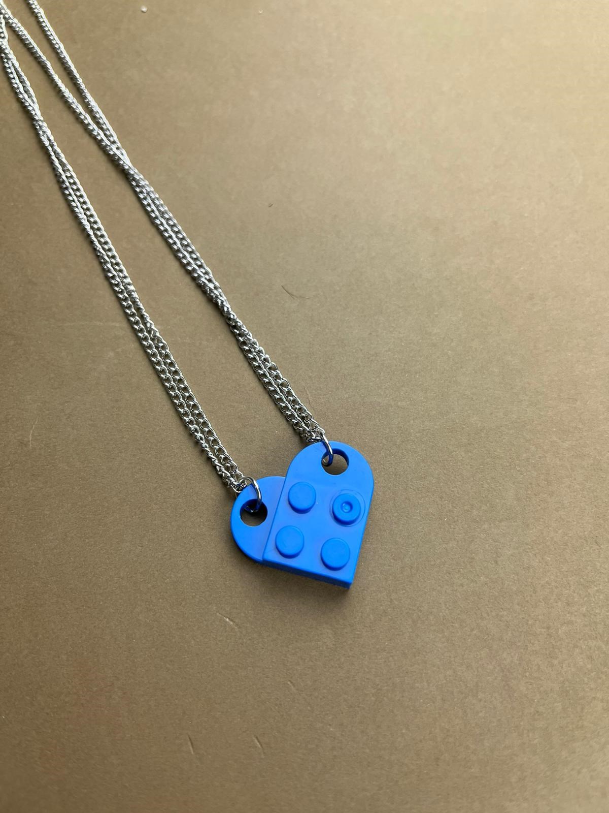 Mavi Lego Çift Kolye