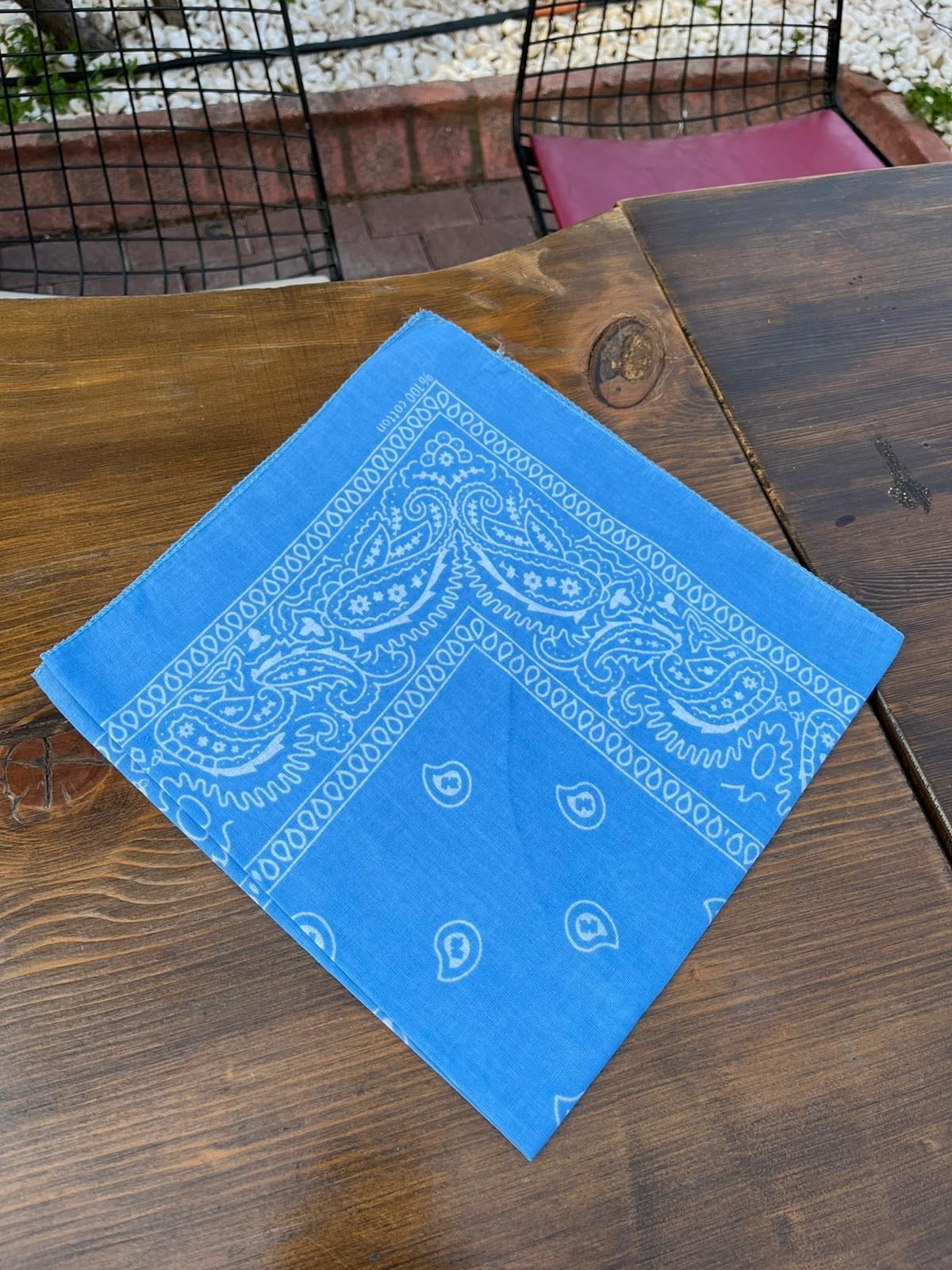 Mavi Renk Detaylı Ünisex Bandana