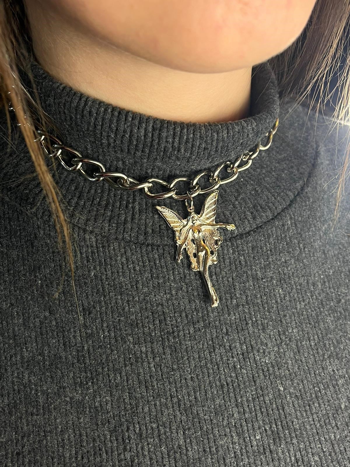 Melek Kız Zincir Choker Kolye